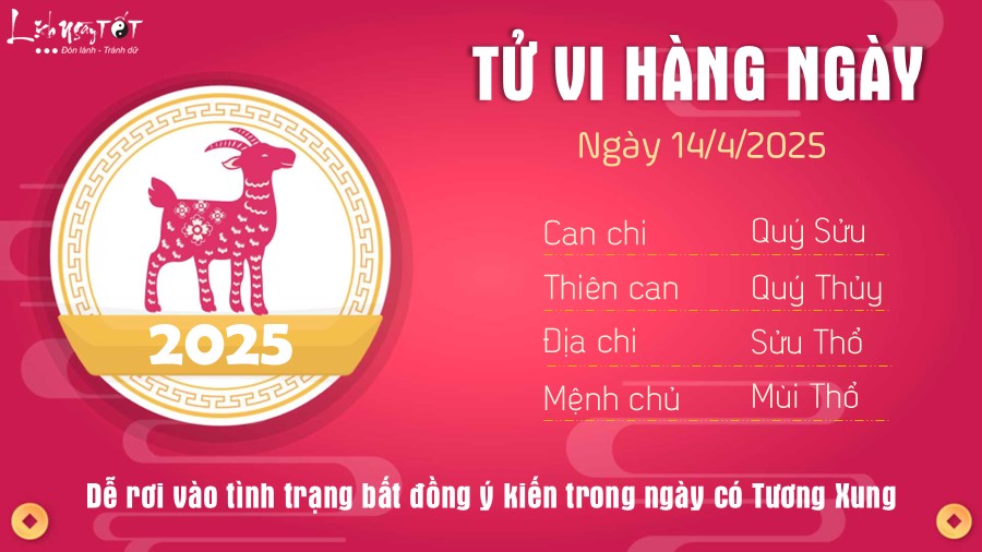 Tu vi hang ngay 14/4/2025 cua 12 con giap - Tuoi Mui