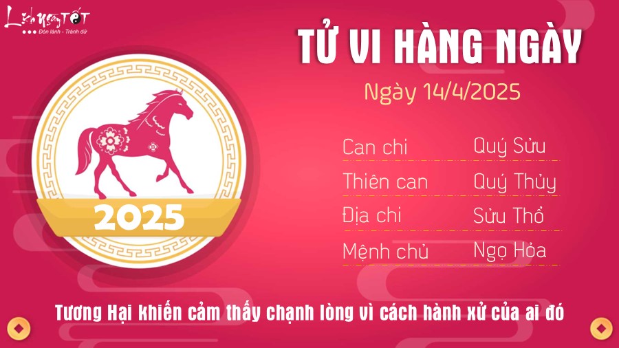 Tu vi hang ngay 14/4/2025 cua 12 con giap - Tuoi Ngo
